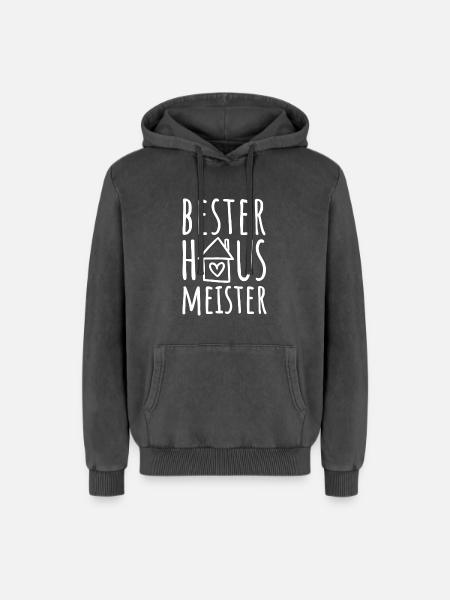 Bester Hausmeister - Relaxed Unisex Premium Acid-Washed Hoodie - Schwarz Acid Wash