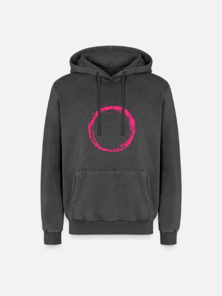 Circle pink - Relaxed Unisex Premium Acid Washed Hoodie - acid washed black