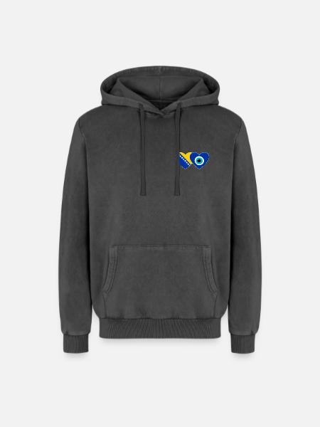 Bosnien Nazarperle Flagge - Relaxed Unisex Premium Acid-Washed Hoodie - Schwarz Acid Wash