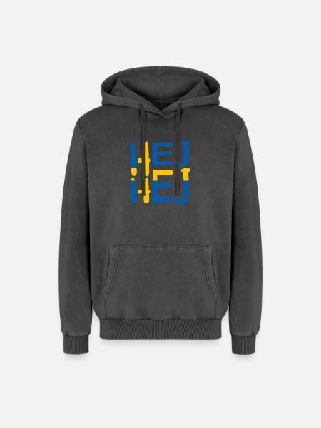 HEJ HEJ SWEDEN - Relaxed Unisex Premium Acid Washed Hoodie - acid washed black