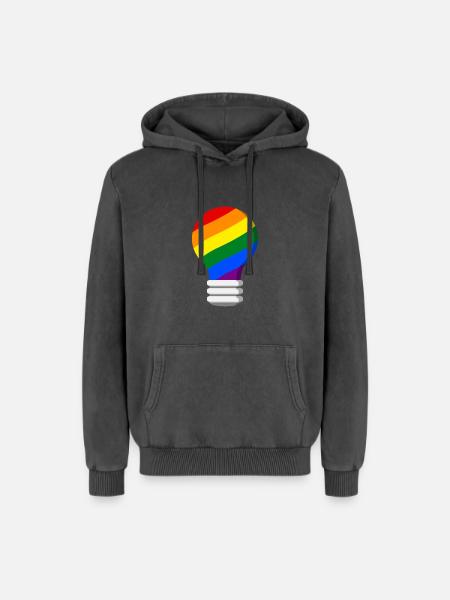 Gay Pride - Relaxed Unisex Premium Acid Washed Hoodie - acid washed black