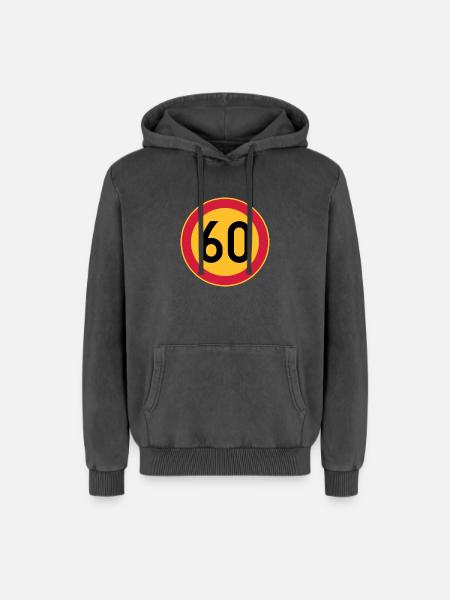 60 limit / speed limit - Relaxed Unisex Premium Acid Washed Hoodie - acid washed black