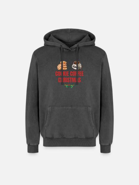 Cookie Coffee Christmas Eve - Relaxed Unisex Premium Acid Washed Hoodie - acid washed black