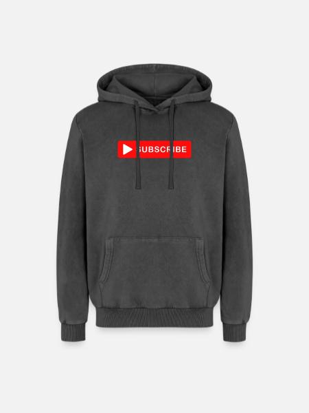 Subscribe Button Click Icon Design - Relaxed Unisex Premium Acid Washed Hoodie - acid washed black