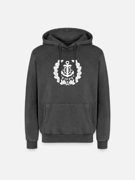 Skipper Anker Logo white - Relaxed Unisex Premium Acid-Washed Hoodie - Schwarz Acid Wash