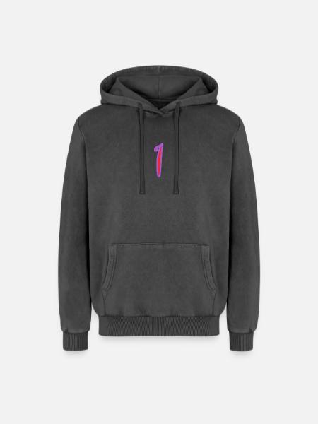 1 - Relaxed Unisex Premium Acid Washed Hoodie - acid washed black