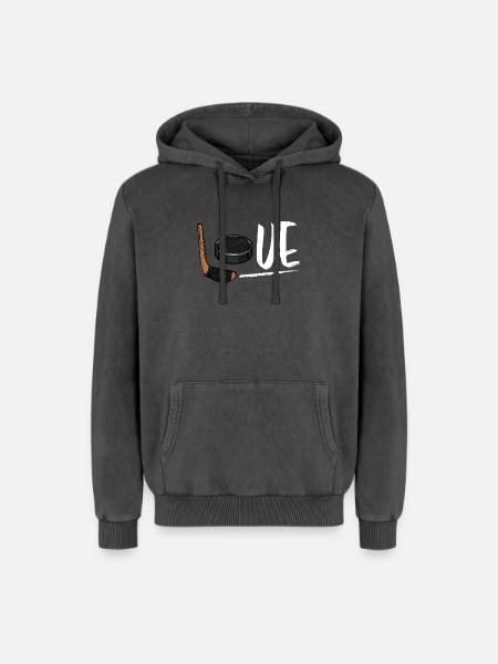 ice Hockey - Relaxed Unisex Premium Acid Washed Hoodie - acid washed black