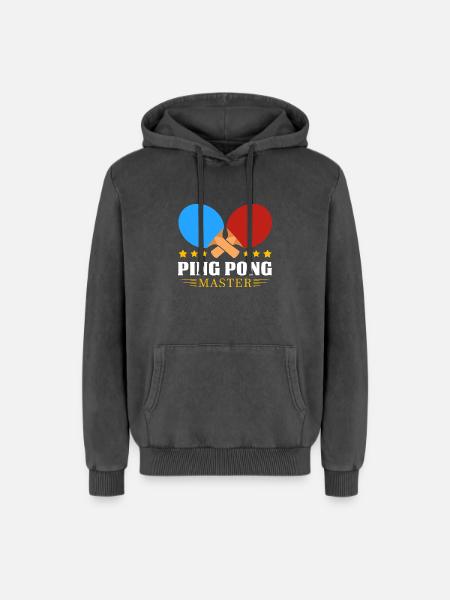 Ping-pong - Sweat à capuche unisexe Premium acid-wash en coton - noir délavé acide