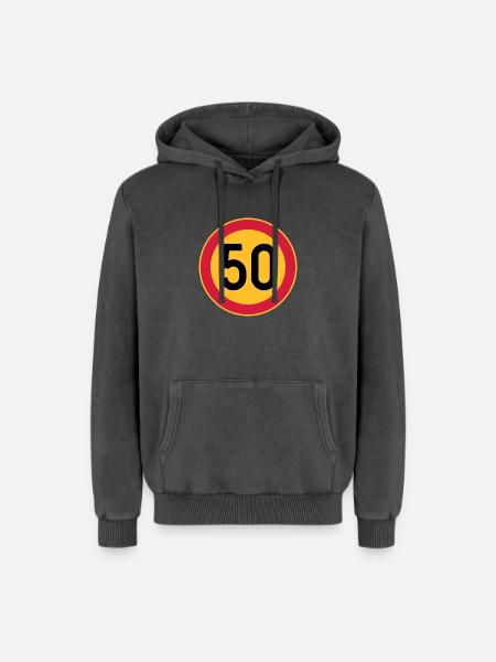 50 Limit / Tempolimit - Relaxed Unisex Premium Acid-Washed Hoodie - Schwarz Acid Wash