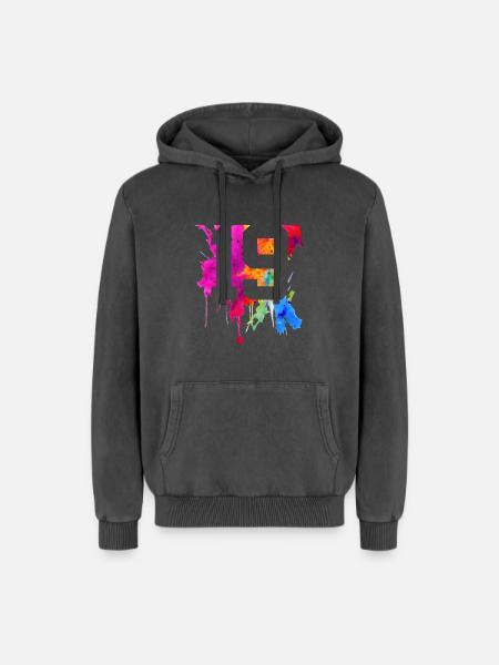 19 YEARS 19TH BIRTHDAY - Relaxed Unisex Premium Acid Washed Hoodie - acid washed black