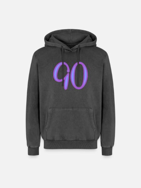90 - Relaxed Unisex Premium Acid Washed Hoodie - acid washed black