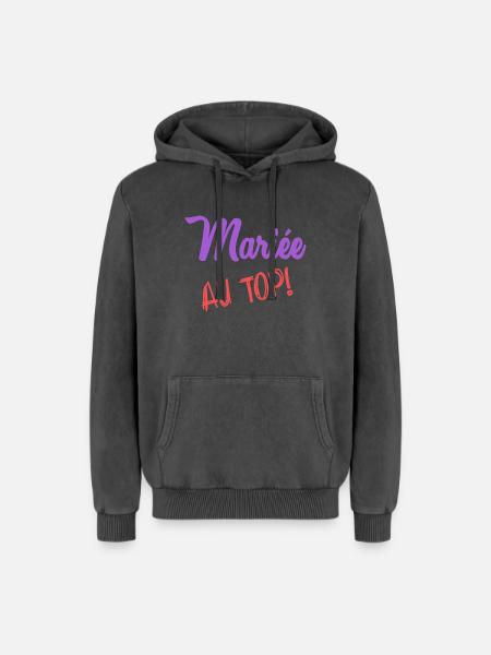 MARIEE - Sweat à capuche unisexe Premium acid-wash en coton - noir délavé acide