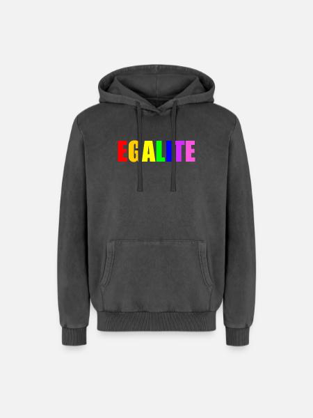 Equality - Relaxed Unisex Premium Acid Washed Hoodie - acid washed black