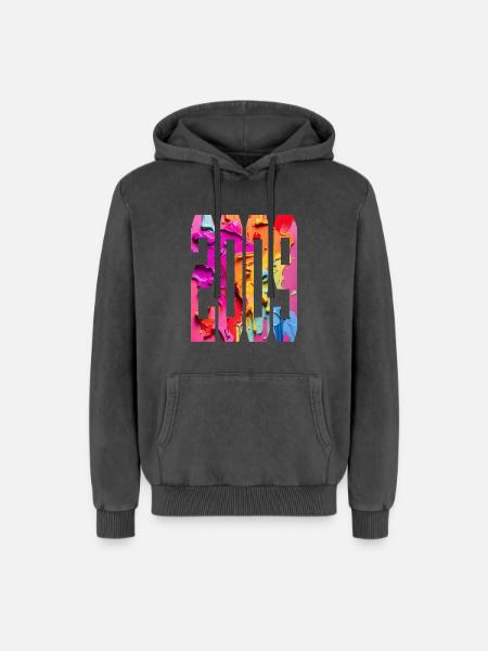 BUNT 17TH BIRTHDAY 2009 - Relaxed Unisex Premium Acid Washed Hoodie - acid washed black