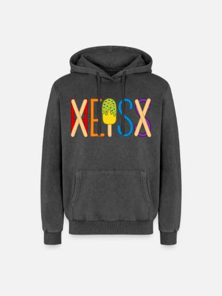 Eis - heiß - H EIS S - Relaxed Unisex Premium Acid-Washed Hoodie - Schwarz Acid Wash