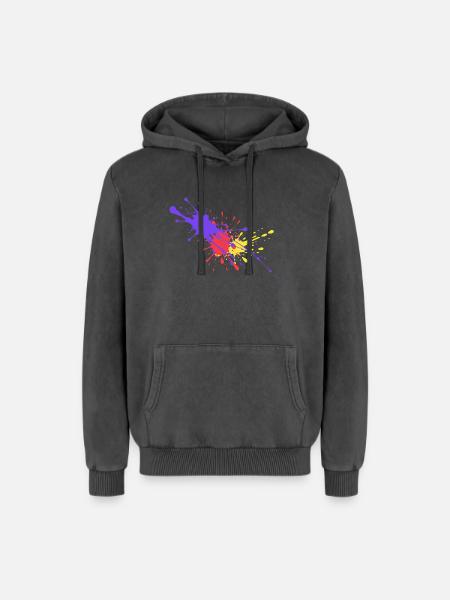 Bunte Farbflecken Geschenk stylish - Relaxed Unisex Premium Acid-Washed Hoodie - Schwarz Acid Wash