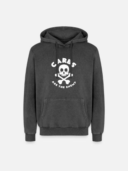 céto - Sweat à capuche unisexe Premium acid-wash en coton - noir délavé acide