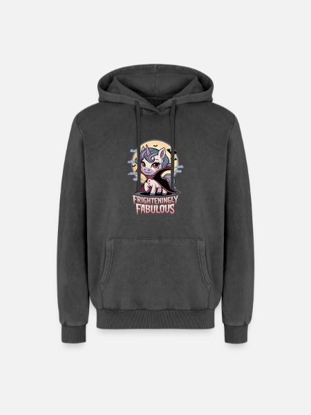 Beängstigend fabelhaft - Relaxed Unisex Premium Acid-Washed Hoodie - Schwarz Acid Wash