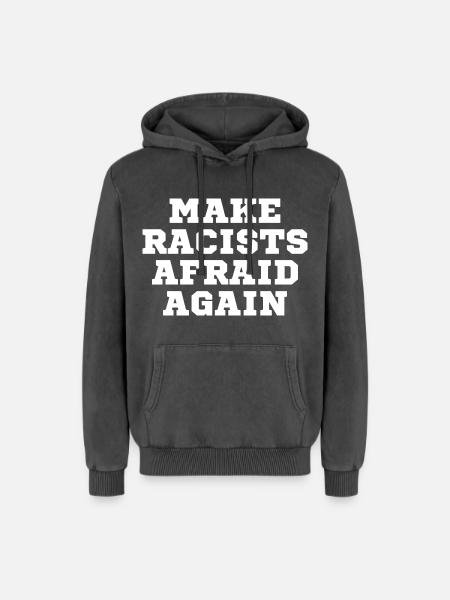 Racists scare again - Relaxed Unisex Premium Acid Washed Hoodie - acid washed black