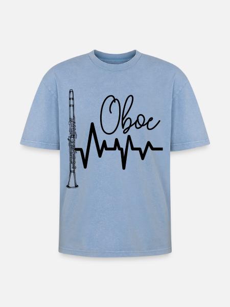 Oboe - Oversized Unisex Premium Acid-Washed T-Shirt - Blau Acid Wash
