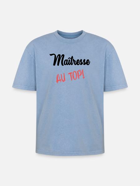 MISTRESS - Oversized Unisex Premium Acid-Washed T-Shirt - acid washed blue