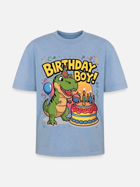 Birthday Boy - Oversized Unisex Premium Acid-Washed T-Shirt - acid washed blue