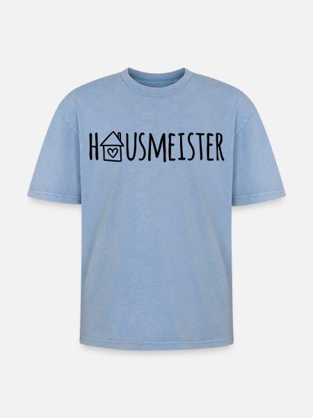 Hausmeister - Oversized Unisex Premium Acid-Washed T-Shirt - Blau Acid Wash