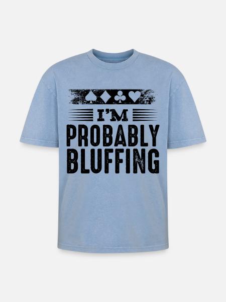 Poker - Oversized Unisex Premium Acid-Washed T-Shirt - acid washed blue