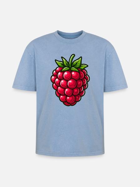 Raspberry, fruit - Oversized Unisex Premium Acid-Washed T-Shirt - acid washed blue