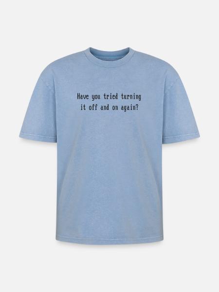 On or Off - Oversized Unisex Premium Acid-Washed T-Shirt - Blau Acid Wash