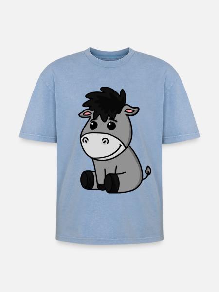 Bébé âne - T-shirt Premium unisexe oversize acid-washed - bleu délavé acide