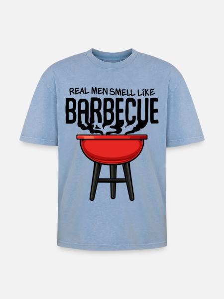 Red Kettle Grill Illustration - T-shirt Premium unisexe oversize acid-washed - bleu délavé acide