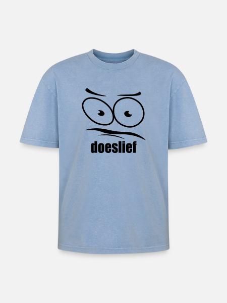 doeslief flehende Augen mit Fragezeichen-Blick - Oversized Unisex Premium Acid-Washed T-Shirt - Blau Acid Wash