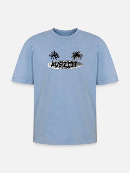 Auszeit Surfbrett - Oversized Unisex Premium Acid-Washed T-Shirt - Blau Acid Wash