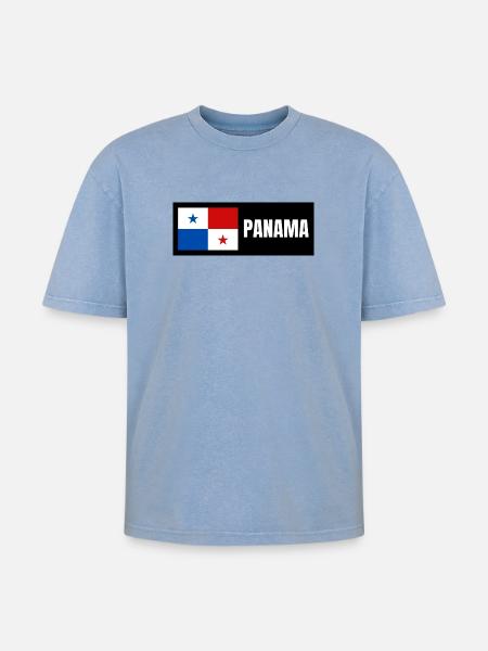 Panama Flagge - Oversized Unisex Premium Acid-Washed T-Shirt - Blau Acid Wash