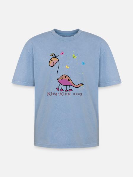 Kindergarten 2023 - Oversized Unisex Premium Acid-Washed T-Shirt - acid washed blue