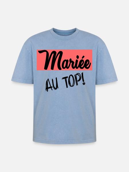 WEDDING. BRIDE-TO-BE - Oversized Unisex Premium Acid-Washed T-Shirt - acid washed blue