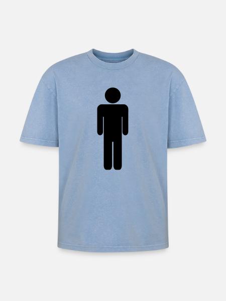 Mann - Oversized Unisex Premium Acid-Washed T-Shirt - Blau Acid Wash
