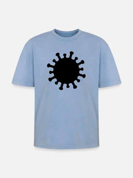 Corona-Virus-Symbol - Oversized Unisex Premium Acid-Washed T-Shirt - Blau Acid Wash