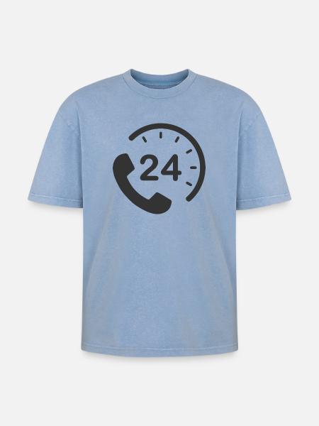 24/7 h Service - Oversized Unisex Premium Acid-Washed T-Shirt - acid washed blue