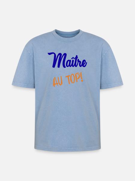 MAITRE - T-shirt Premium unisexe oversize acid-washed - bleu délavé acide