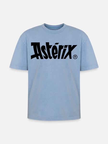 Asterix & Obelix - Asterix Logo - Oversized Unisex Premium Acid-Washed T-Shirt - Blau Acid Wash