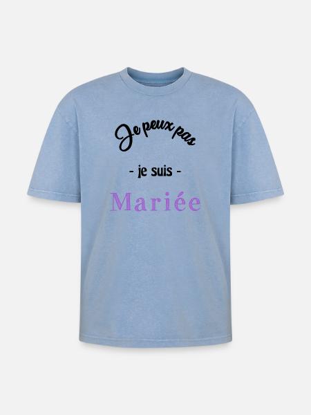 MARIEE. EVJF - T-shirt Premium unisexe oversize acid-washed - bleu délavé acide