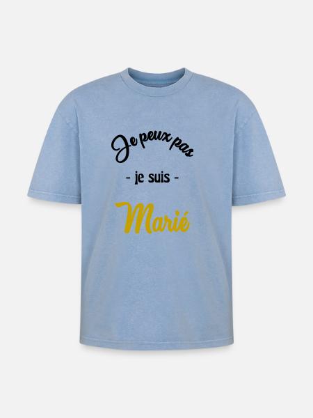 JUST MARRIED. EVJF - T-shirt Premium unisexe oversize acid-washed - bleu délavé acide