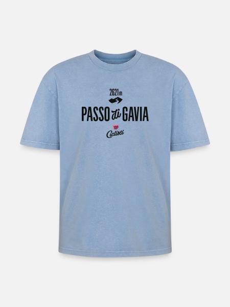 Gavia Pass - Oversized Unisex Premium Acid-Washed T-Shirt - Blau Acid Wash