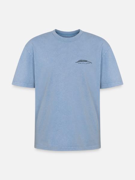 feather - Oversized Unisex Premium Acid-Washed T-Shirt - acid washed blue
