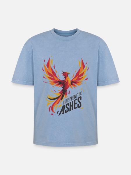 Rise From The Ashes - Oversized Unisex Premium Acid-Washed T-Shirt - acid washed blue