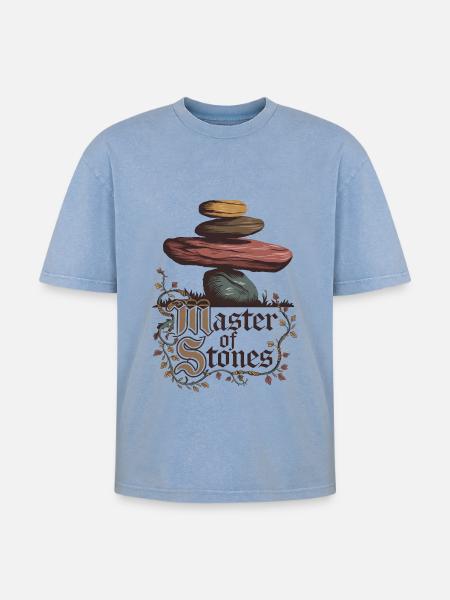 Master Of Stones - Oversized Unisex Premium Acid-Washed T-Shirt - acid washed blue