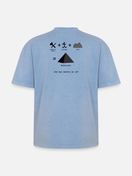 Weltwunder - Oversized Unisex Premium Acid-Washed T-Shirt - Blau Acid Wash