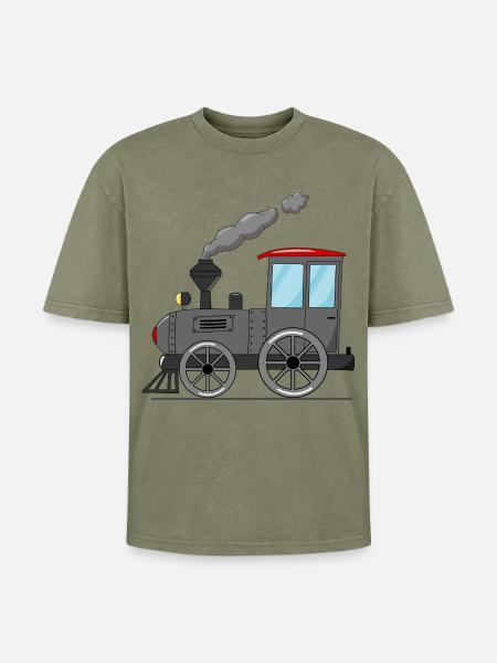 Children's train railway grey - Oversized Unisex Premium Acid-Washed T-Shirt - acid washed green